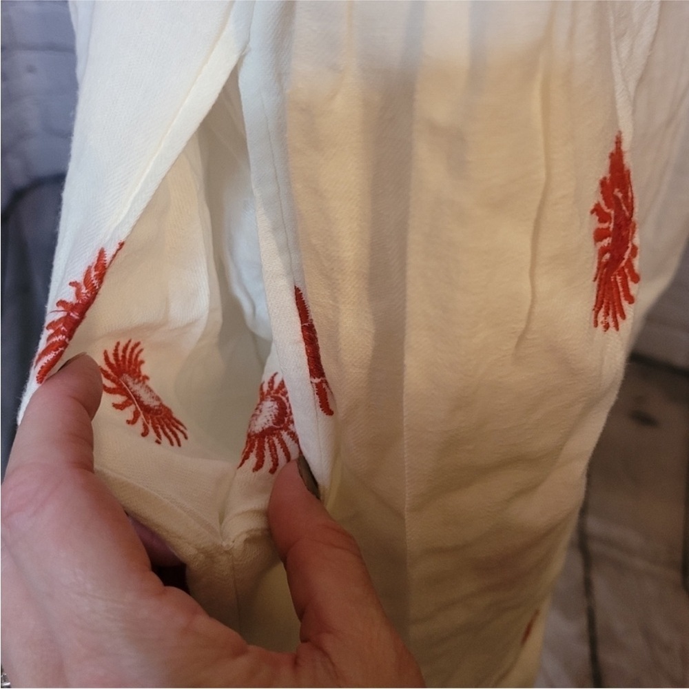 Free People Emory White Maxi Dress with Red Floral Accents - S NWOT - Picture 8 of 11